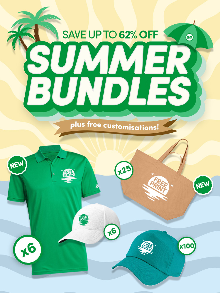 Give your team a fresh look this summer with our GoCustom Bundles. Get new workwear complete with free logo customisation and up to 62% off!